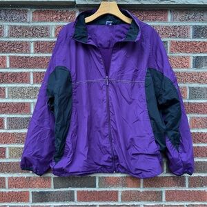 Cheetah Purple and Black Windbreaker Full Zip Up Puffer 90’s Jacket
